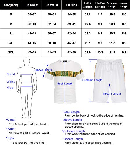 Mens Hipster T-Shirt and Shorts Tracksuit Set with African Tribal Pattern M White