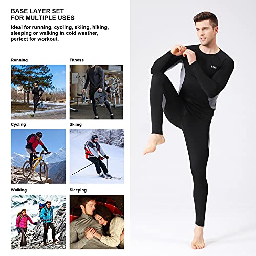 EONGOA Men's Thermal Underwear Set Long Johns Set with Fleece Lined Skiing Winter Warm Base Layers for Cold Weather