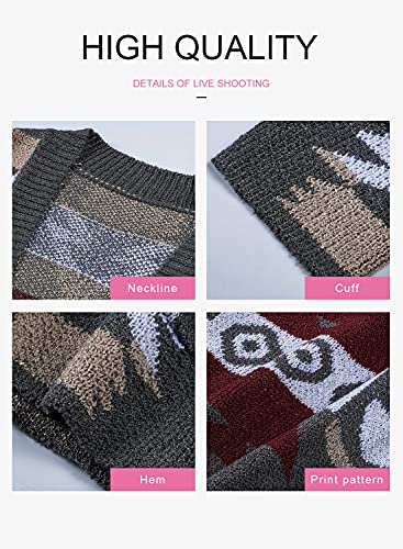 Dokotoo Womens Winter Warm Open Front Long Sleeve Aztec Print Cardigans Sweaters Casual Knitting Coats Outerwear Chunky Cardigans Jackets with Pockets Gray M