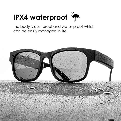 GELETE Smart Audio Glasses Wireless Bluetooth Sunglasses Open Ear Music&Hands-Free Calling,for Men&Women,Polarized Lenses,IPX4 Waterproof,Connect Mobile Phones and Tablets (A12Pro-black)