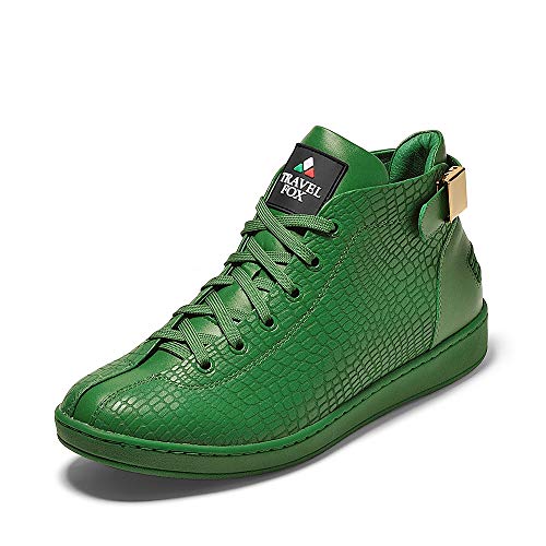 TRAVEL FOX Men's Malibu Green Spider Nappa Leather Round Toe Lace-Up High-Tops US Size 10