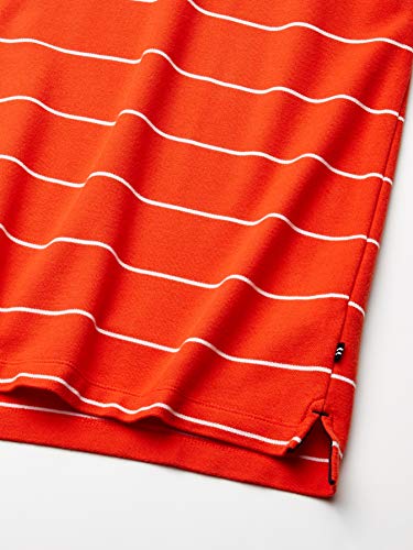 Nautica Men's Classic Short Sleeve Striped Polo T-Shirt, Spicy Orange, Large