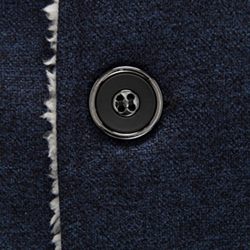 Sun Lorence Men's Stand Collar Wool Blend Single Breasted Pea Coat With Fleece Lined (Medium, Navy Blue)