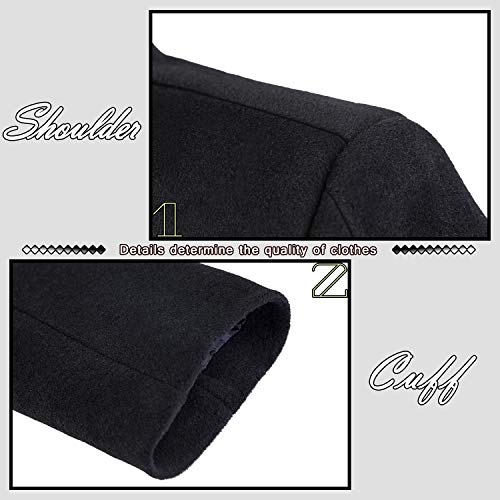 ELETOP Men's Coat 80% Wool Overcoat Winter Long Pea Coat Classic Hooded Jacket 1812 Black L