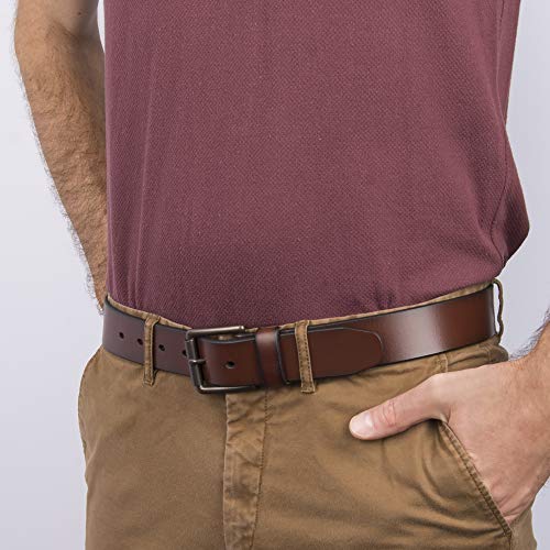Dockers Men's Casual Leather Belt - 100% Soft Top Grain Genuine Leather Strap with Classic Prong Buckle, Brown,42