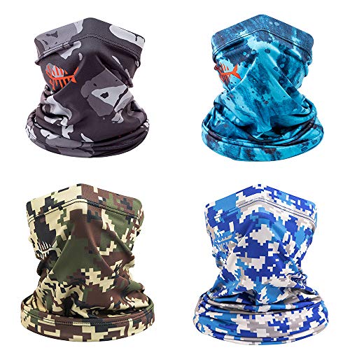 UPF 50+ UV Sun Protection Neck Gaiter for Fishing Hunting Kayaking Hiking Cycling and Other Outdoor Activities, Pack of 4