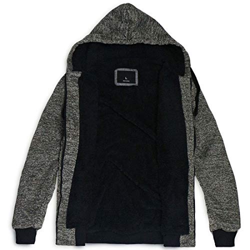 Marled Sherpa Lined Fleece Men Hoodies, Heavyweight Thick Full Zip Sweatshirts Winter Warm Jackets