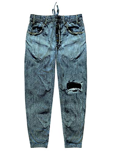 Under Disguise Men's Generic Faux Denim Jogger Cuff Pajama Pant, Dark Blue, Large