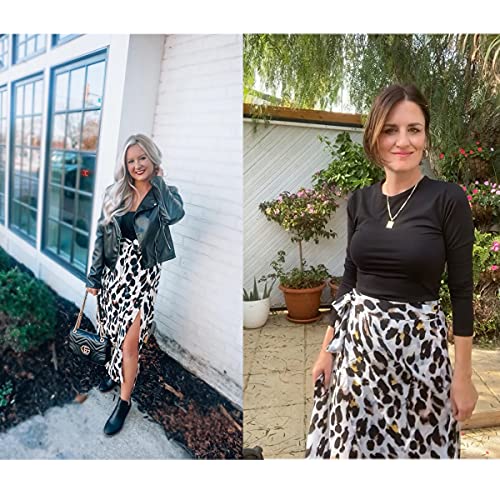 Leopard Skirts for Women Midi High Waist Summer Beach Wrap Cover Up Skirt (L,Leopard White)