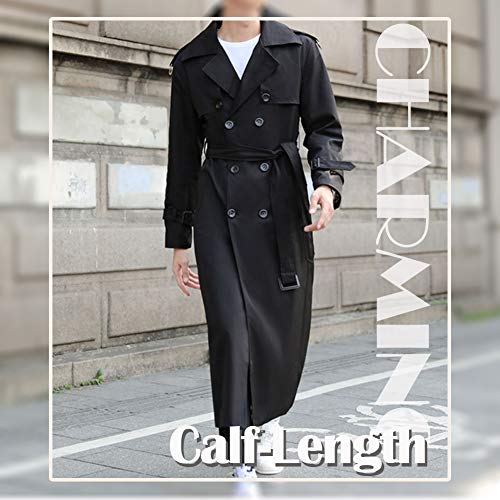 Pantete Man’s Double Breasted Trench Coat Oversized Casual windbreaker Lapel Long Jacket Plush Overcoat.