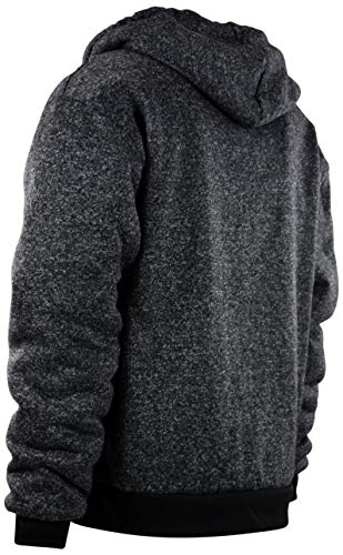Mens Full Zipper Fleece Basic Hoodie with Lining (L, 480-Black Melange)
