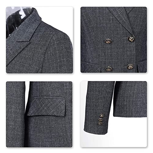 Women's 2 Piece Slim Fit Work Suit Set Two Button Blazer and Pants (Dark Gray, XXL)