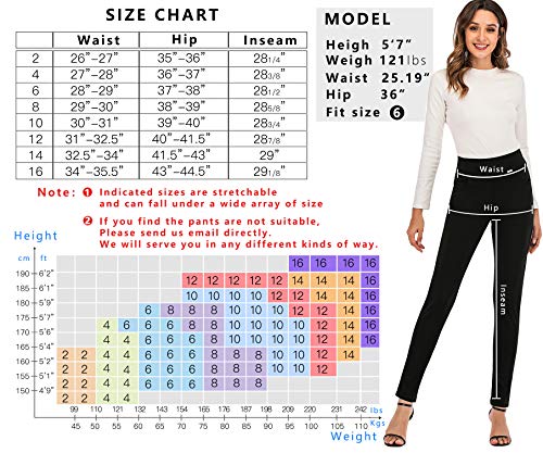 neezeelee Dress Pants for Women Comfort High Waist Skinny Stretch Slim Fit Leg Easy into Pull on Ponte Pants for Work (Black, 14 (XXX-Large))