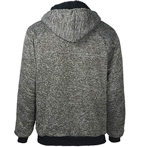 Marled Sherpa Lined Fleece Men Hoodies, Heavyweight Thick Full Zip Sweatshirts Winter Warm Jackets