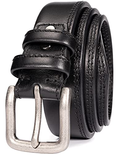 WOLFANT Full Grain Leather Casual Jeans Belt for Men,1/4" Thick Italian Real Solid Leather Heavy Duty Utility Work Gun Belt