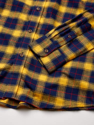 Chaps Men's Classic Fit Long Sleeve Performance Flannel Shirt, Coast Guard Yellow Multi, S