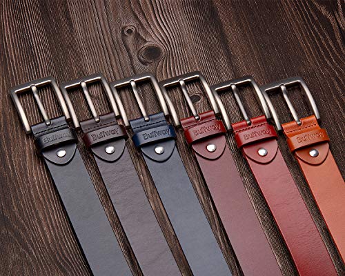 Buffway Belts for Men with Real Solid Leather and Buckle Durable Heavy Duty 1.5" Men's Dress and Casual Belt- 36” Black