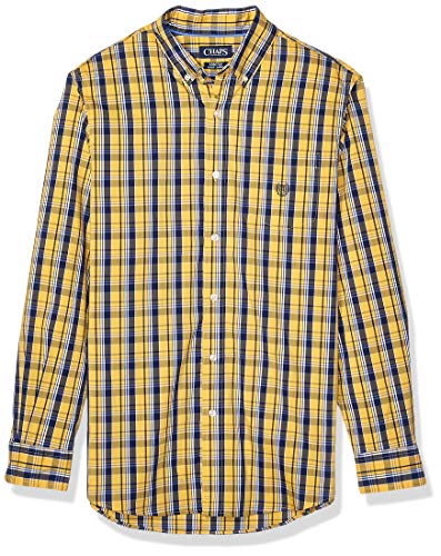 Chaps Men's Classic Fit Long Sleeve Stretch Easy Care Shirt, Newport Navy Multi, S