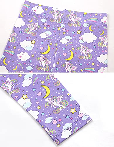 Quedoris Girls 3-Pack Printed Leggings Unicorn Kingdom/Sky/Galaxy Unicorn 130Y