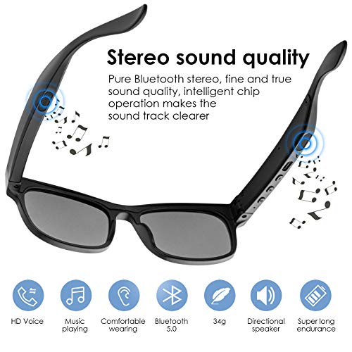 GELETE Smart Audio Glasses Wireless Bluetooth Sunglasses Open Ear Music&Hands-Free Calling,for Men&Women,Polarized Lenses,IPX4 Waterproof,Connect Mobile Phones and Tablets (A12Pro-black)