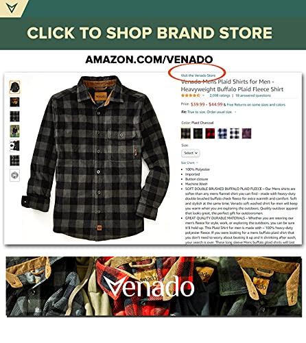 Venado Mens Plaid Shirts for Men - Heavyweight Mens Fleece Shirt (Large, Plaid Charcoal)
