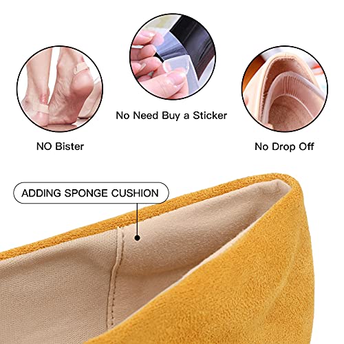 MUSSHOE Ballet Flats for Women Comfortable Women's Flats Memory Foam Slip on Pointed Toe Flats Shoes Women,Mustard Knot 11