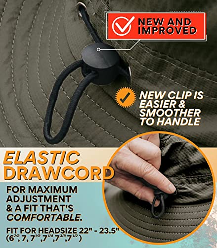 GearTOP UPF 50+ Boonie Hats for Men Wide Brim for UV & Sun Coverage for Fishing Hiking Hunting Mens Hat Safari (Army Green, 7-7 1/2)