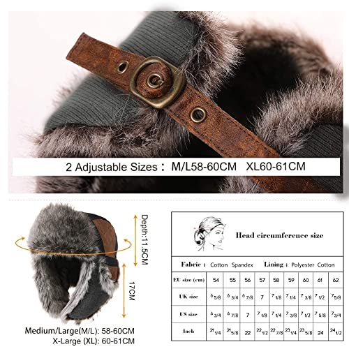 Comhats Winter Trapper Hat for Men Bomber Hunting Trooper Ushanka with Ear Flaps Faux Fur Black Medium Large