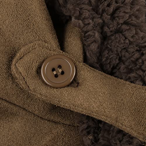 Men's Plus Fleece Jacket Mountaineering Warm Sherpa Trucker Coat Suit Lapel Cardigan Button Warm Winter Thick Overcoat Brown