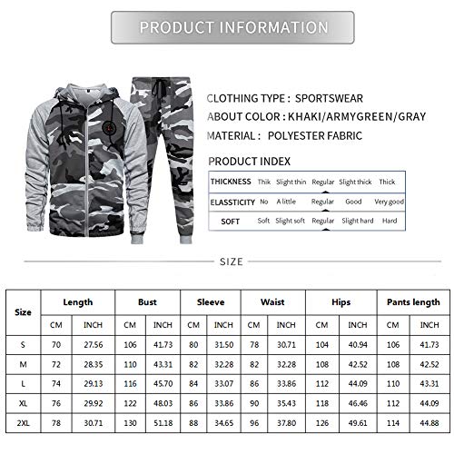 Men's Gym Contrast Jogging Full Tracksuit Hoodies Fleece Joggers Set, TZ57 Grey-L