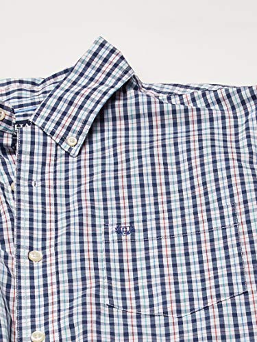Chaps Men's Classic Fit Long Sleeve Stretch Easy Care Shirt, White Multi, S