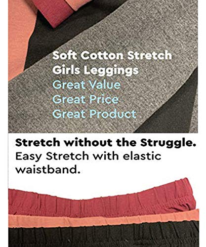 MISS POPULAR 5-Pack Girls Leggings Sizes 4-16 Soft Comfortable Cotton Spandex with Elastic Waistband Many Colors (Pack 2, 10/12)