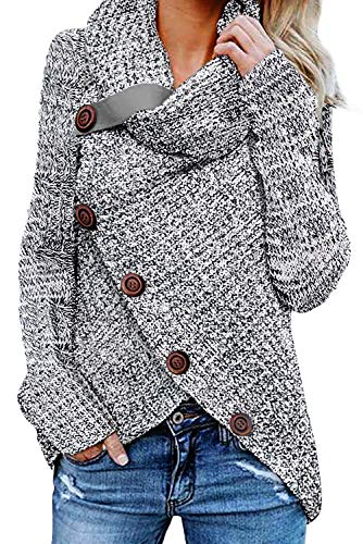 Zecilbo Womens Chunky Oversized Winter Sweaters Mock Neck Pullover Long Sleeve Tops Jumper Gray, XX-Large