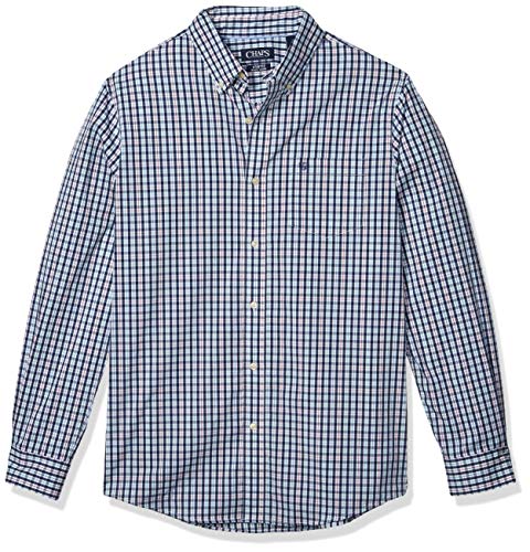 Chaps Men's Classic Fit Long Sleeve Stretch Easy Care Shirt, White Multi, S