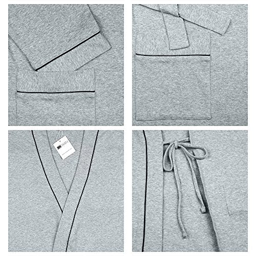 U2SKIIN Mens Cotton Robe Lightweight Knit Bathrobe(Grey, S/M)