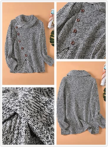 Zecilbo Womens Chunky Oversized Winter Sweaters Mock Neck Pullover Long Sleeve Tops Jumper Gray, XX-Large