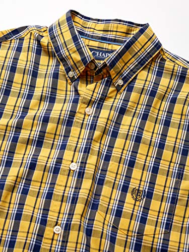 Chaps Men's Classic Fit Long Sleeve Stretch Easy Care Shirt, Newport Navy Multi, S