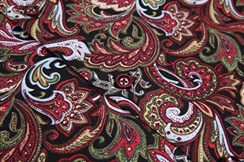 Premiere Men's Colorful Paisley Designer Fashion Dress Shirt Floral Casual Shirt Woven Long Sleeve Button Down Shirt (Red Paisley 624, XL)