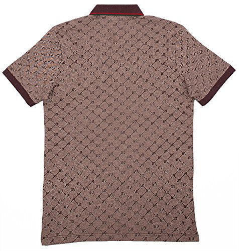 Gucci Polo Shirt, Mens Brown Short Sleeve Polo T- Shirt GG Print All Sizes (M)
