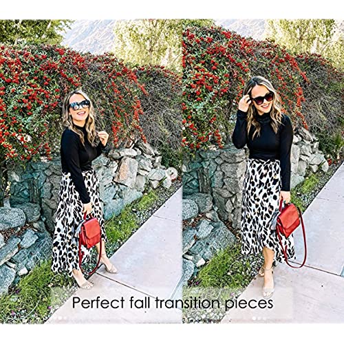 Leopard Skirts for Women Midi High Waist Summer Beach Wrap Cover Up Skirt (L,Leopard White)