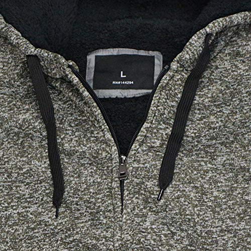 Marled Sherpa Lined Fleece Men Hoodies, Heavyweight Thick Full Zip Sweatshirts Winter Warm Jackets