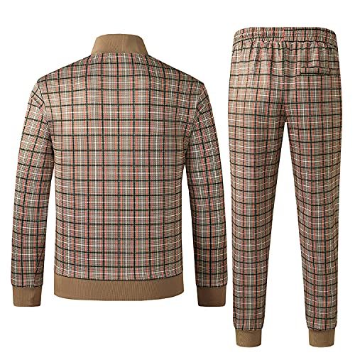 Track Jogging Suits for Men Set Running Sweatsuits 2 Piece Casual Tracksuits Joggers Outfits Workout Sports Jacket and Pants 2101 Brown XXL