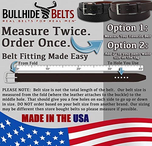 Bullhide Belts Max Thickness Work or Gun Belt - Thick, Rigid CCW Belts for Men - Gun Belts for Concealed Carry Duty Leather – 1.50” Wide - Made in USA, Brown - 40"