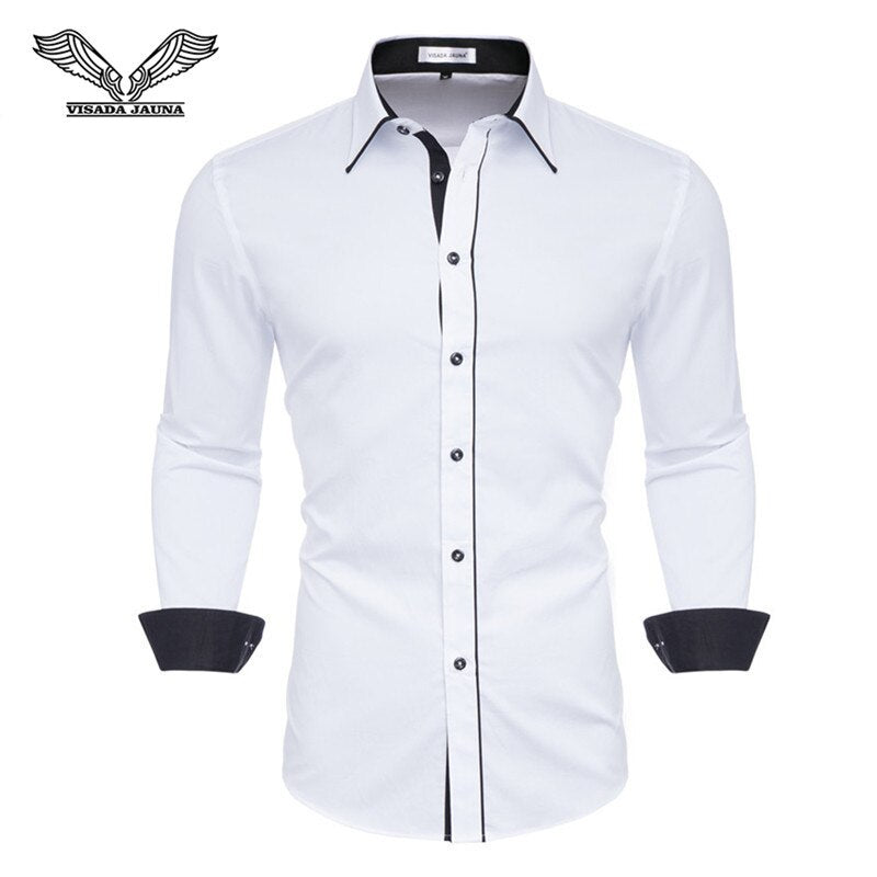 VISADA JUANA 2019 Men&#39;s Shirts Slim Fit Men&#39;s Casual Shirts Long Sleeve Solid Dress Shirts Men Clothes Y60