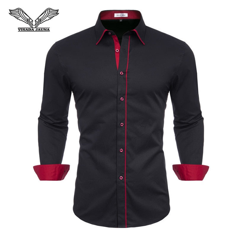 VISADA JUANA 2019 Men&#39;s Shirts Slim Fit Men&#39;s Casual Shirts Long Sleeve Solid Dress Shirts Men Clothes Y60
