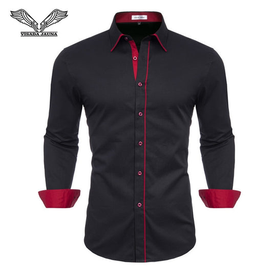 VISADA JUANA 2019 Men&#39;s Shirts Slim Fit Men&#39;s Casual Shirts Long Sleeve Solid Dress Shirts Men Clothes Y60