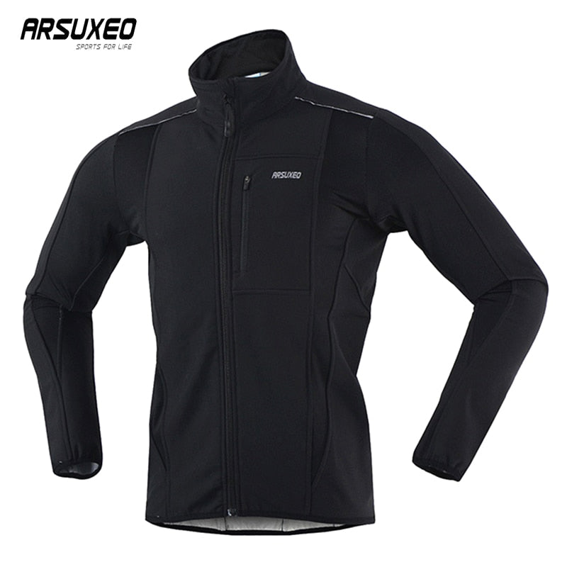 ARSUXEO Thermal Mtb Road Cycling Jacket Winter Night Reflective Warm Bicycle Clothing Windproof Waterproof Men Coat Bike Jersey