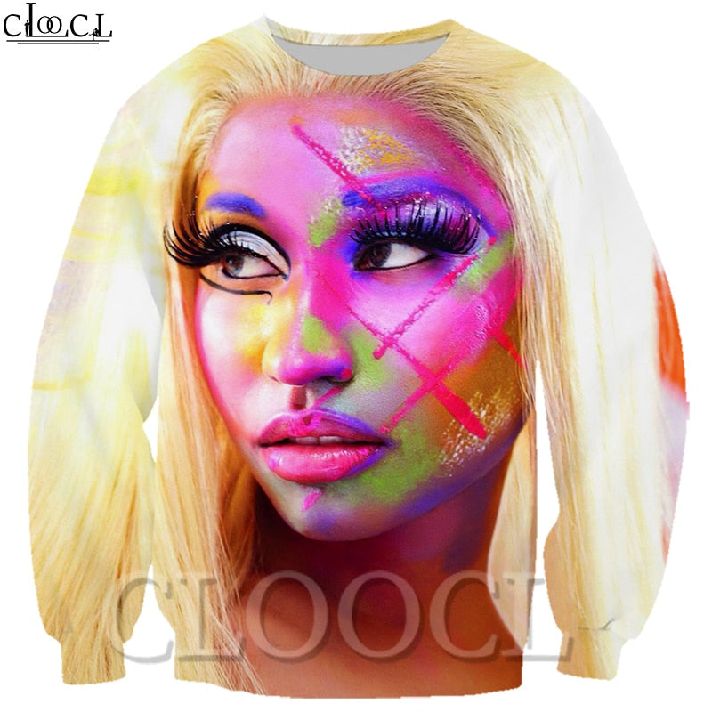 CLOOCL Newest Sweatshirt Hip Hop Nicki Minaj 3D Print Rapper Singer Men/Women Autumn Streetwear Outerwear Crewneck Casual