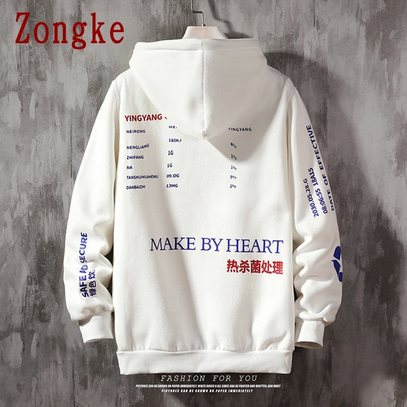 Zongke 2022 Chinese Elements Harajuku Hoodie Men Clothing Men's Hoodies Hip Hop Male Sweatshirt Japanese Streetwear M-5XL