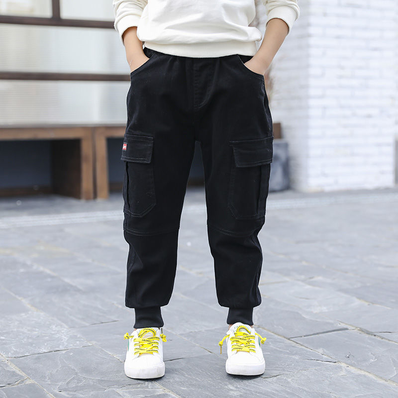 VFOCHI 2022 Brand New 4-16T Boys Pants Spring Summer Solid Color Kids Trousers Teenage Clothing Elastic Waist Boy Cargo Pants